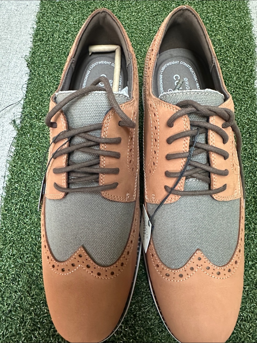 Cole Haan Two-Tone Brown and Gray Wingtip Sneakers